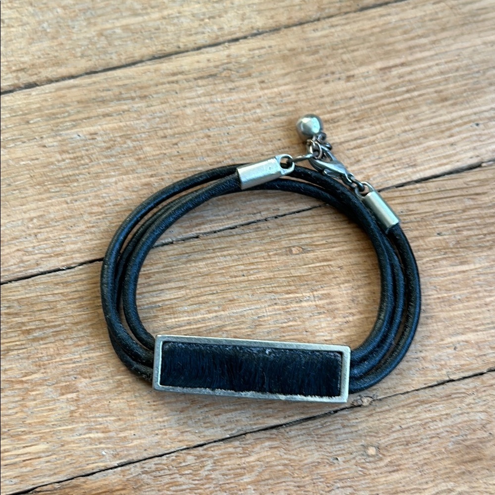 New artisan South African conservation zebra hair three strap leather bracelet